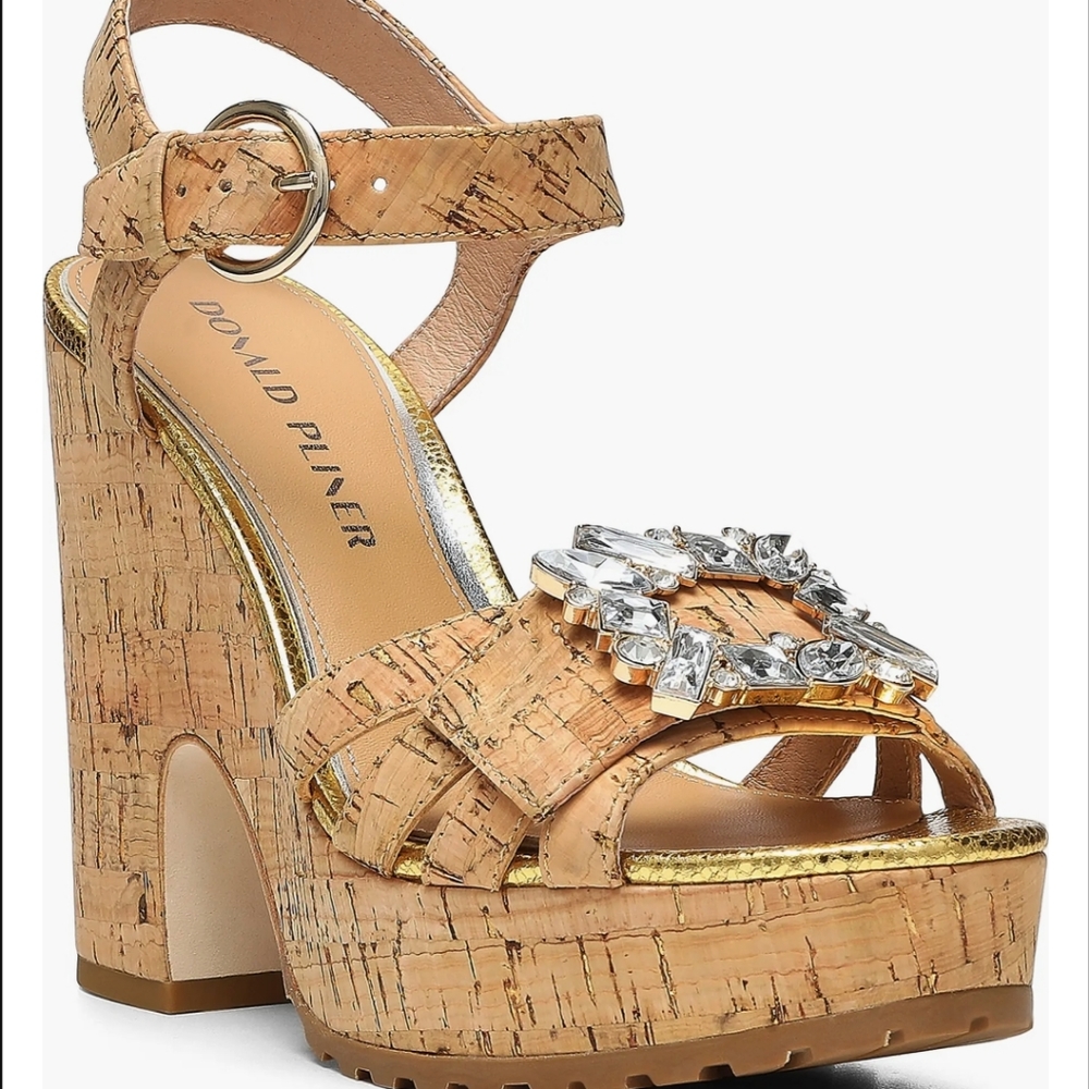Donald J. Pliner Galatea Crystal Platform Wedge Sandals Size 10 M